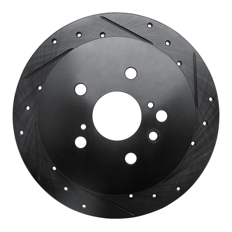 R1 09-15 Toyota Venza Rear Right Drilled & Slotted Black Brake Rotor-Brake Rotors - Slot & Drilled-Grocery Getter Performance