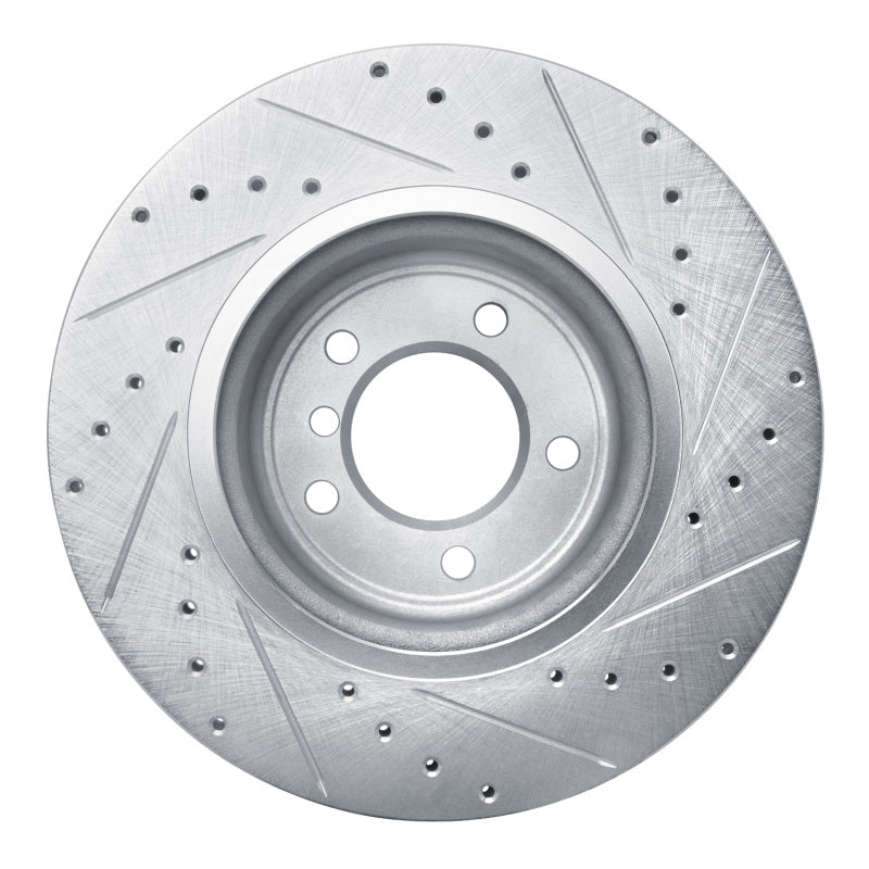 R1 09-16 BMW Z4 Front Left Drilled & Slotted Silver Brake Rotor-Brake Rotors - Slot & Drilled-Grocery Getter Performance