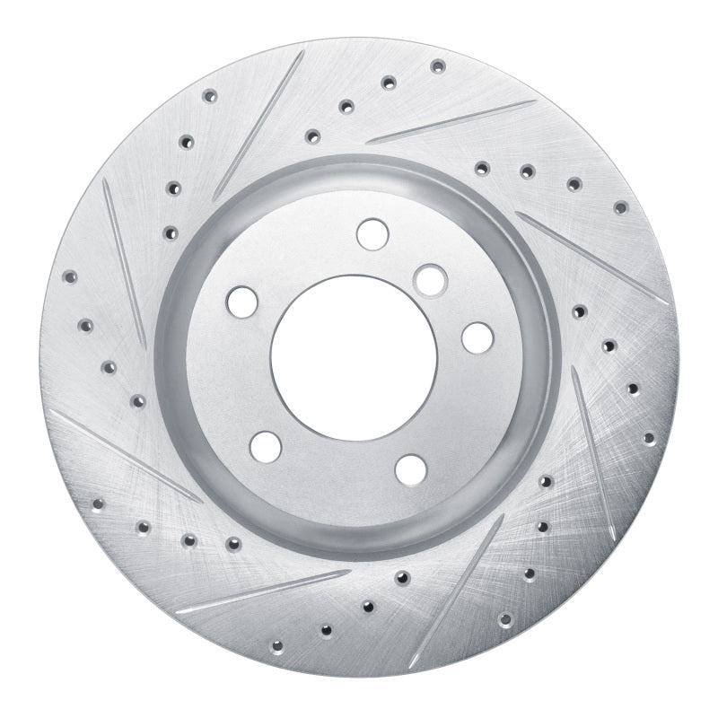 R1 09-16 BMW Z4 Front Left Drilled & Slotted Silver Brake Rotor-Brake Rotors - Slot & Drilled-Grocery Getter Performance