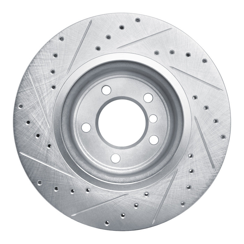 R1 09-16 BMW Z4 Front Right Drilled & Slotted Silver Brake Rotor-Brake Rotors - Slot & Drilled-Grocery Getter Performance