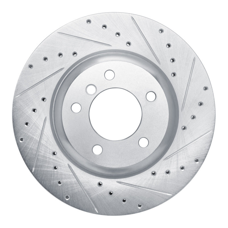 R1 09-16 BMW Z4 Front Right Drilled & Slotted Silver Brake Rotor-Brake Rotors - Slot & Drilled-Grocery Getter Performance