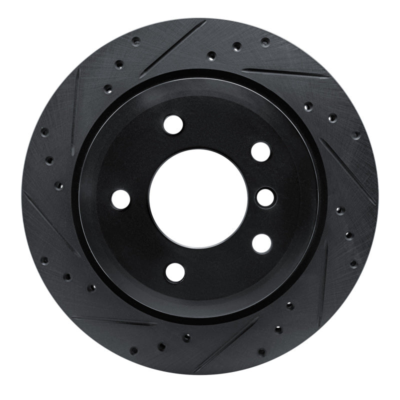 R1 09-16 BMW Z4 Rear Left Drilled & Slotted Black Brake Rotor-Brake Rotors - Slot & Drilled-Grocery Getter Performance