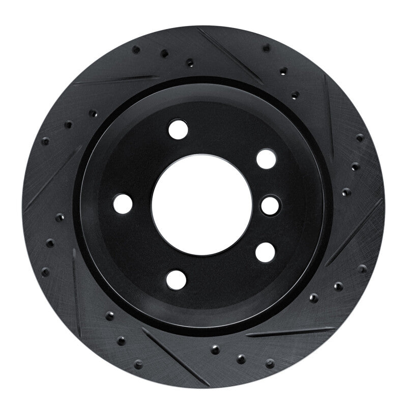 R1 09-16 BMW Z4 Rear Right Drilled & Slotted Black Brake Rotor-Brake Rotors - Slot & Drilled-Grocery Getter Performance
