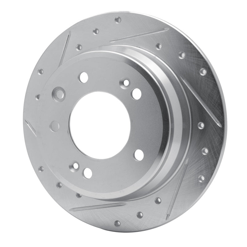 R1 09-16 Hyundai TUCSON Rear Left Drilled & Slotted Silver Brake Rotor-Brake Rotors - Slot & Drilled-Grocery Getter Performance