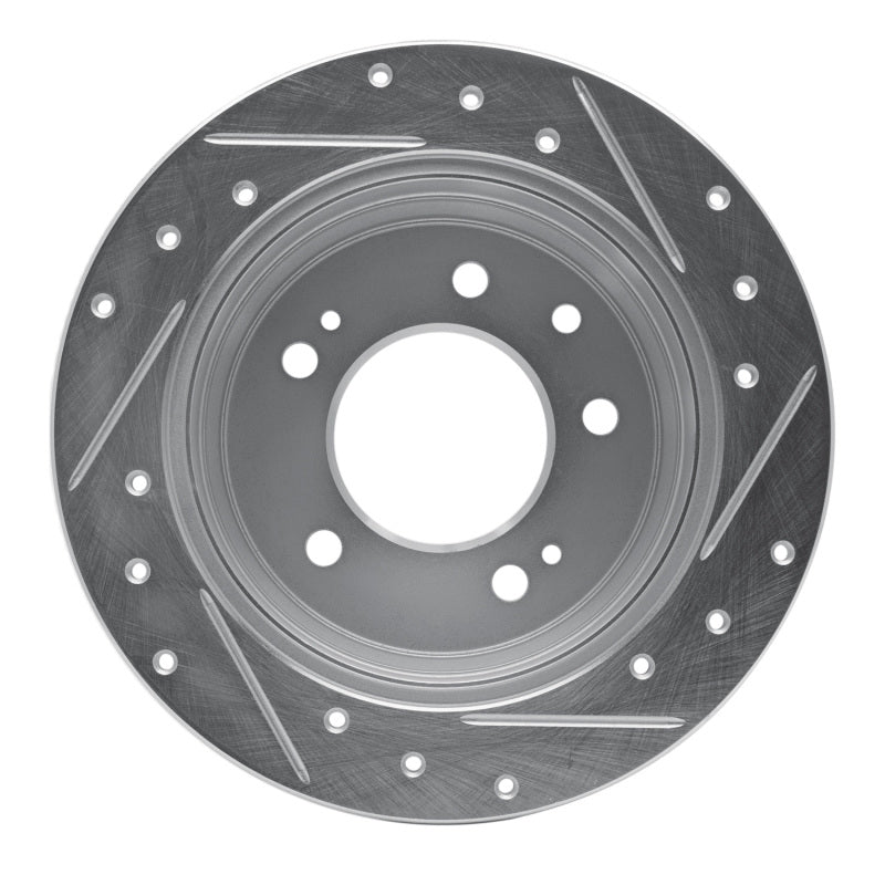 R1 09-16 Hyundai TUCSON Rear Left Drilled & Slotted Silver Brake Rotor-Brake Rotors - Slot & Drilled-Grocery Getter Performance