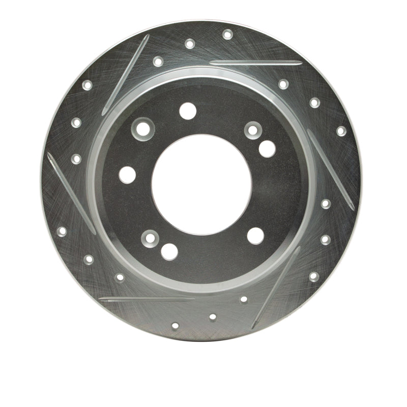 R1 09-16 Hyundai TUCSON Rear Left Drilled & Slotted Silver Brake Rotor-Brake Rotors - Slot & Drilled-Grocery Getter Performance