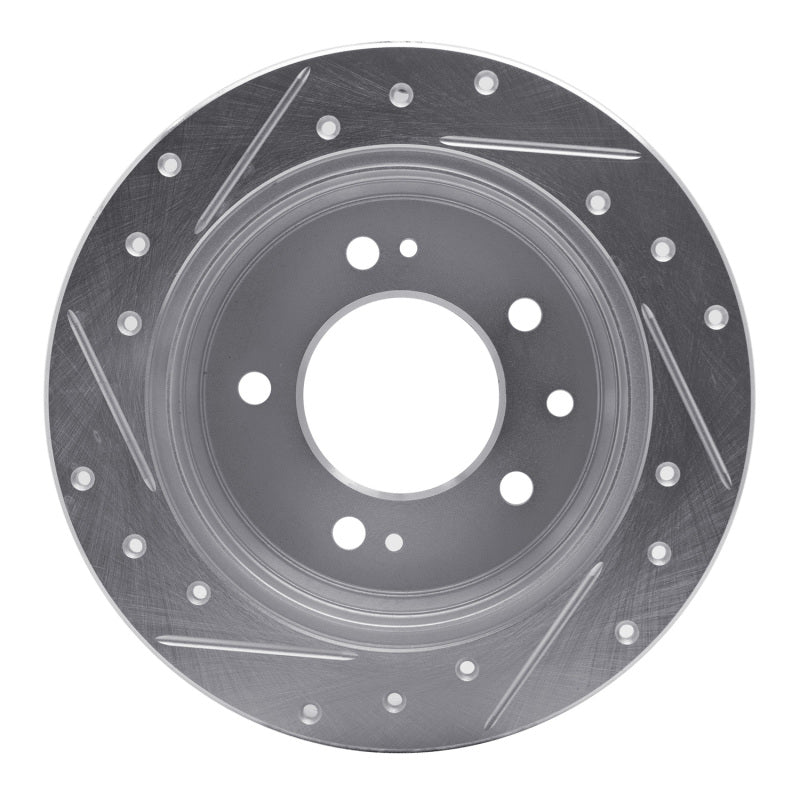 R1 09-16 Hyundai TUCSON Rear Right Drilled & Slotted Silver Brake Rotor-Brake Rotors - Slot & Drilled-Grocery Getter Performance