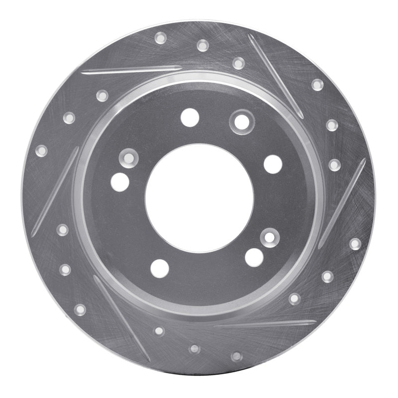 R1 09-16 Hyundai TUCSON Rear Right Drilled & Slotted Silver Brake Rotor-Brake Rotors - Slot & Drilled-Grocery Getter Performance