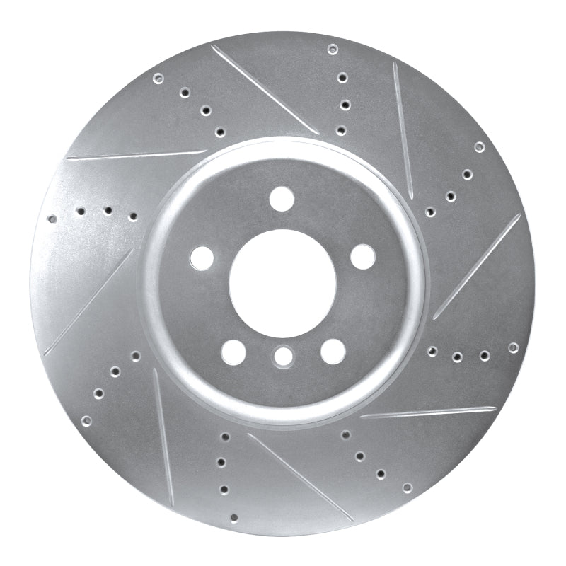 R1 09-17 BMW 750I Right Front Drilled & Slotted Silver Brake Rotor-Brake Rotors - Slot & Drilled-Grocery Getter Performance