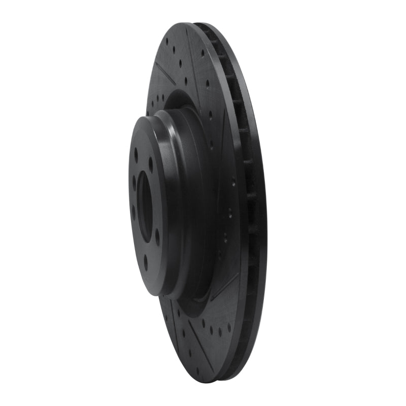 R1 09-19 BMW 760LI Rear Right Drilled & Slotted Black Brake Rotor-Brake Rotors - Slot & Drilled-Grocery Getter Performance
