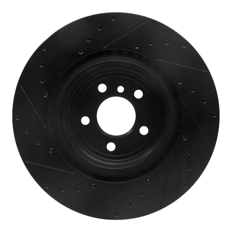 R1 09-19 BMW 760LI Rear Right Drilled & Slotted Black Brake Rotor-Brake Rotors - Slot & Drilled-Grocery Getter Performance