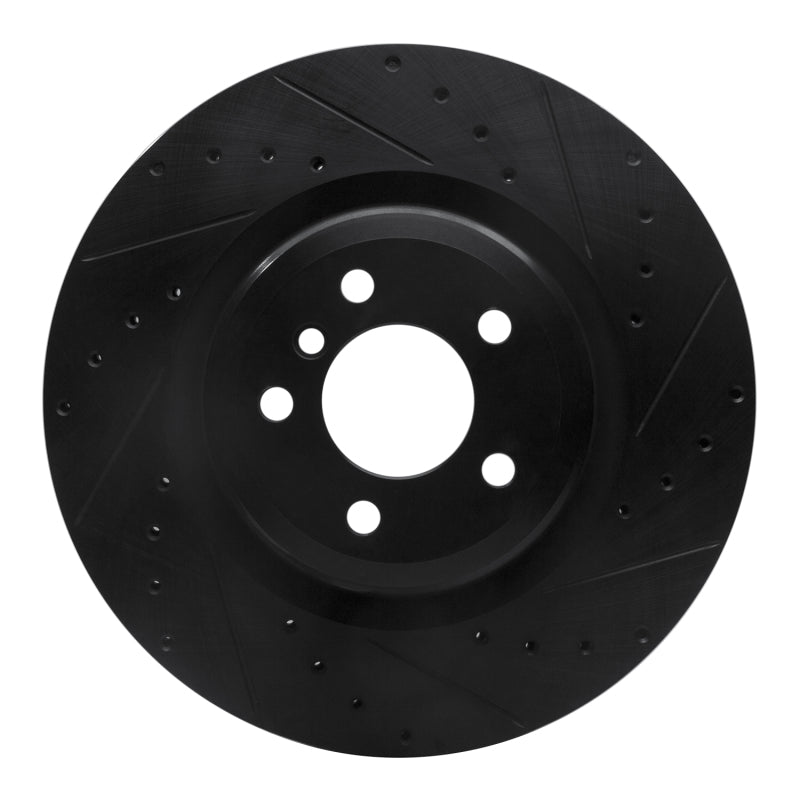 R1 09-19 BMW 760LI Rear Right Drilled & Slotted Black Brake Rotor-Brake Rotors - Slot & Drilled-Grocery Getter Performance