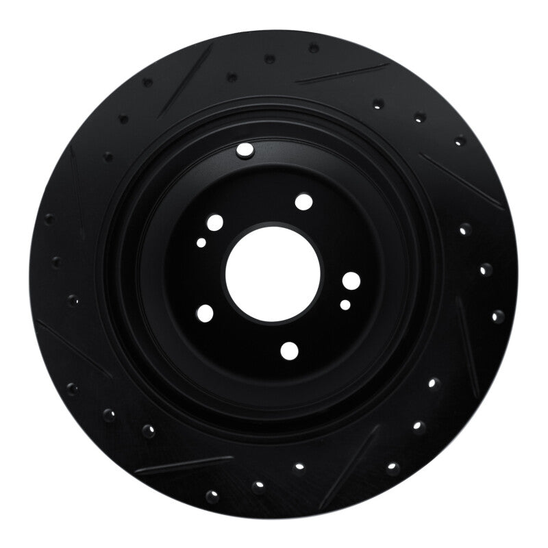 R1 09-20 Genesis G80 Rear Right Drilled & Slotted Black Brake Rotor-Brake Rotors - Slot & Drilled-Grocery Getter Performance