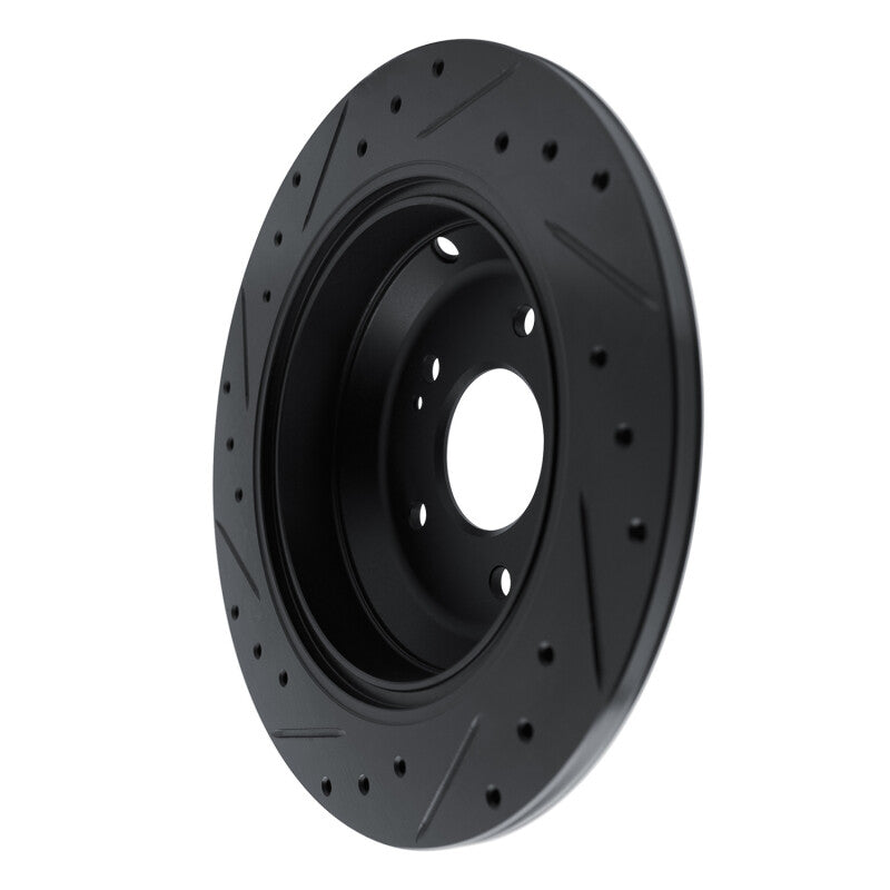 R1 09-20 Genesis G80 Rear Right Drilled & Slotted Black Brake Rotor-Brake Rotors - Slot & Drilled-Grocery Getter Performance