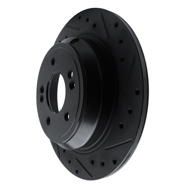 R1 09-20 Genesis G80 Rear Right Drilled & Slotted Black Brake Rotor-Brake Rotors - Slot & Drilled-Grocery Getter Performance