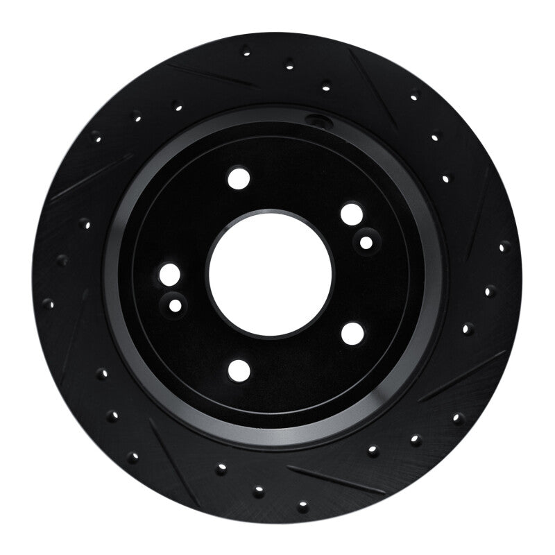 R1 09-20 Genesis G80 Rear Right Drilled & Slotted Black Brake Rotor-Brake Rotors - Slot & Drilled-Grocery Getter Performance