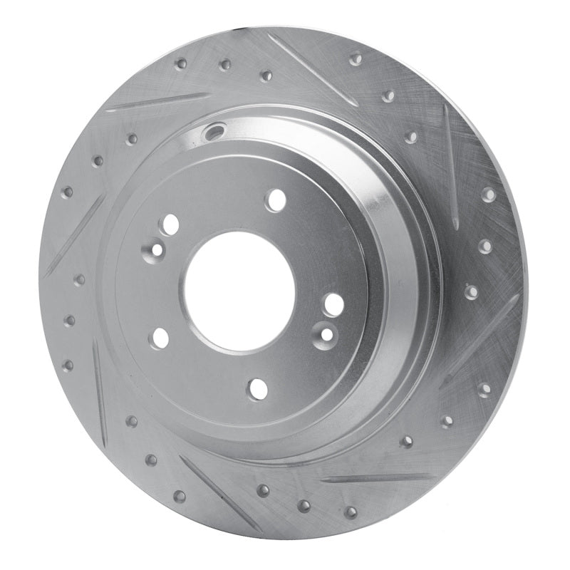 R1 09-20 Genesis G80 Rear Right Drilled & Slotted Silver Brake Rotor-Brake Rotors - Slot & Drilled-Grocery Getter Performance