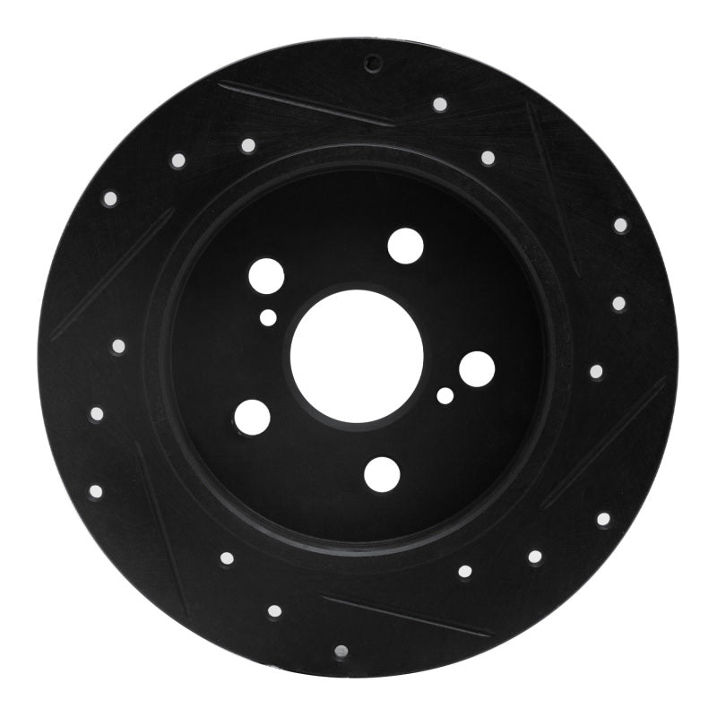 R1 09-24 Lexus CT200H Rear Left Drilled & Slotted Black Brake Rotor-Brake Rotors - Slot & Drilled-Grocery Getter Performance