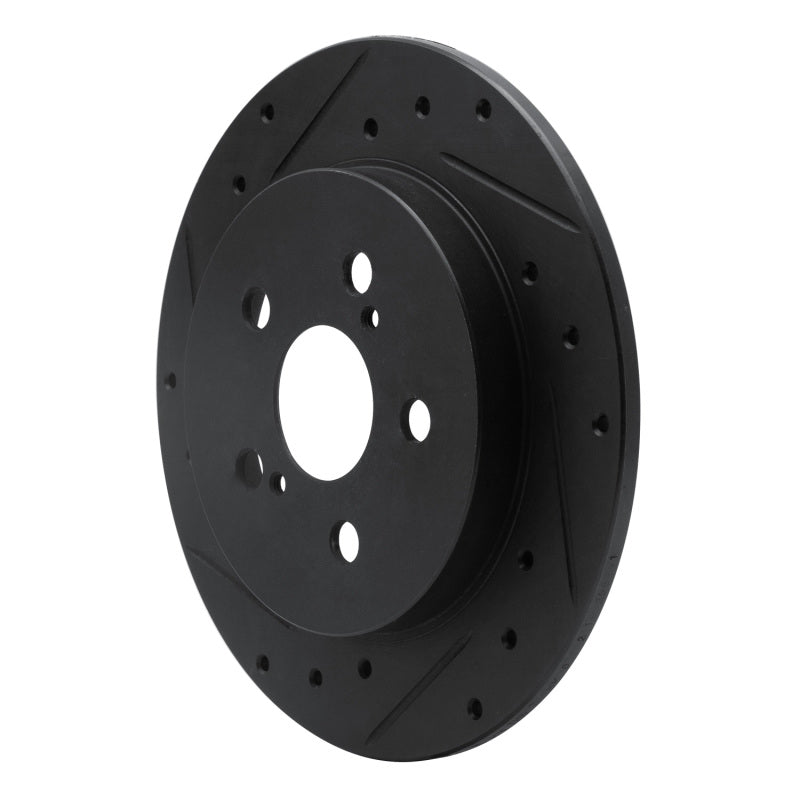 R1 09-24 Lexus CT200H Rear Left Drilled & Slotted Black Brake Rotor-Brake Rotors - Slot & Drilled-Grocery Getter Performance