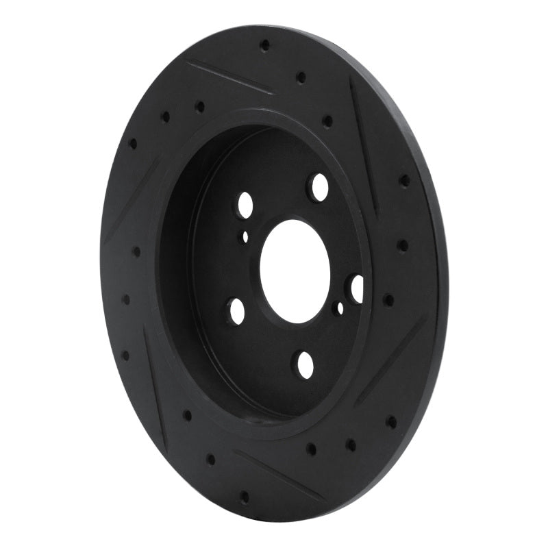 R1 09-24 Lexus CT200H Rear Left Drilled & Slotted Black Brake Rotor-Brake Rotors - Slot & Drilled-Grocery Getter Performance