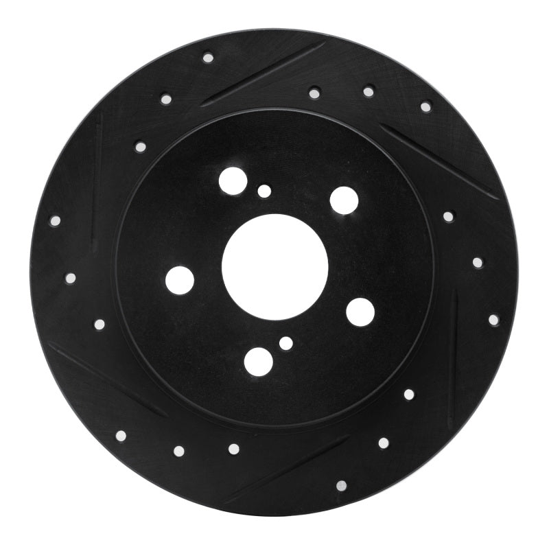 R1 09-24 Lexus CT200H Rear Left Drilled & Slotted Black Brake Rotor-Brake Rotors - Slot & Drilled-Grocery Getter Performance