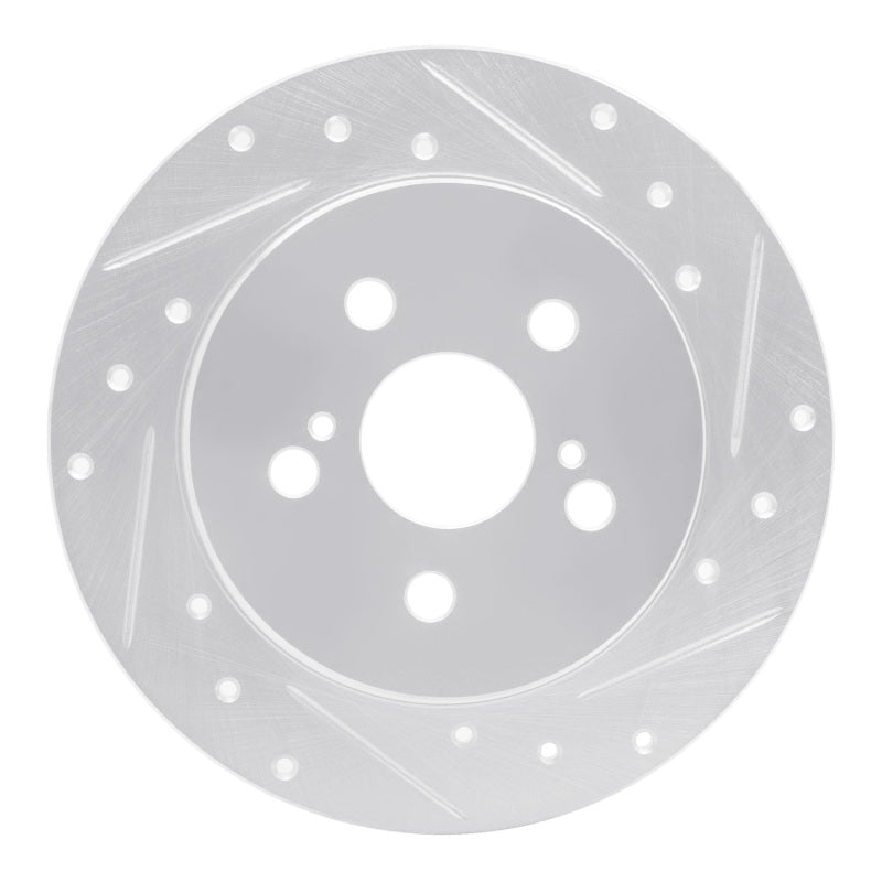 R1 09-24 Lexus CT200H Rear Right Drilled & Slotted Silver Brake Rotor-Brake Rotors - Slot & Drilled-Grocery Getter Performance