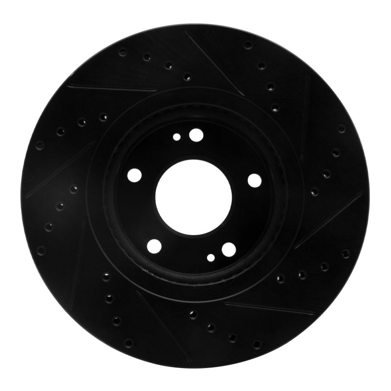 R1 10-13 Hyundai Santa Fe Front Left Drilled & Slotted Black Brake Rotor-Brake Rotors - Slot & Drilled-Grocery Getter Performance