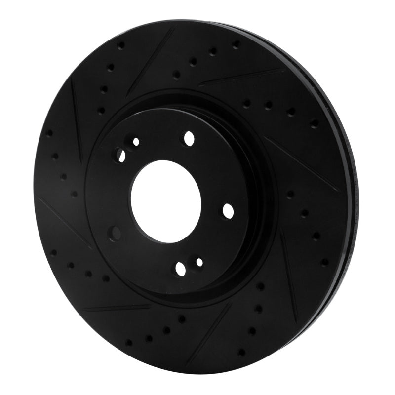 R1 10-13 Hyundai Santa Fe Front Left Drilled & Slotted Black Brake Rotor-Brake Rotors - Slot & Drilled-Grocery Getter Performance