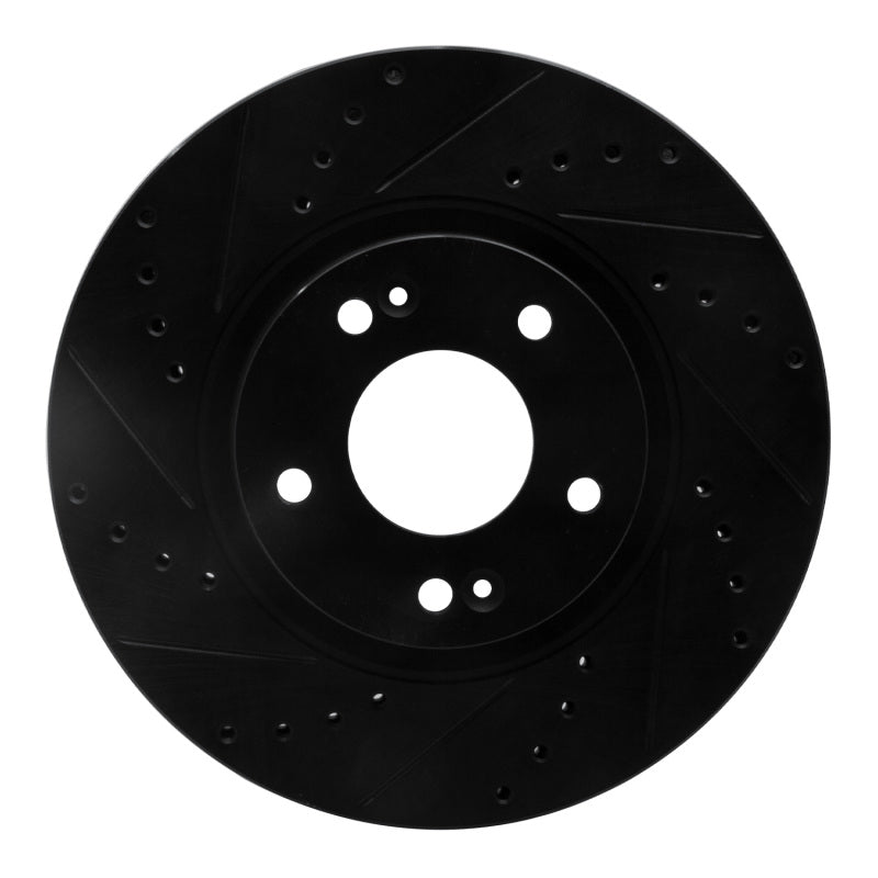 R1 10-13 Hyundai Santa Fe Front Left Drilled & Slotted Black Brake Rotor-Brake Rotors - Slot & Drilled-Grocery Getter Performance