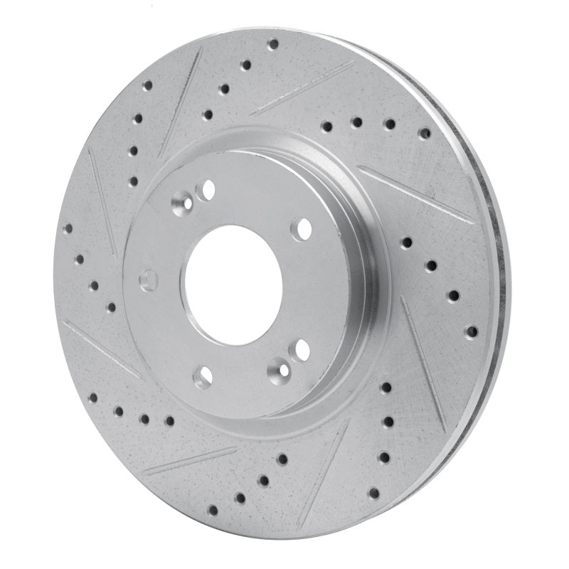 R1 10-13 Hyundai SANTA FE Front Left Drilled & Slotted Silver Brake Rotor-Brake Rotors - Slot & Drilled-Grocery Getter Performance