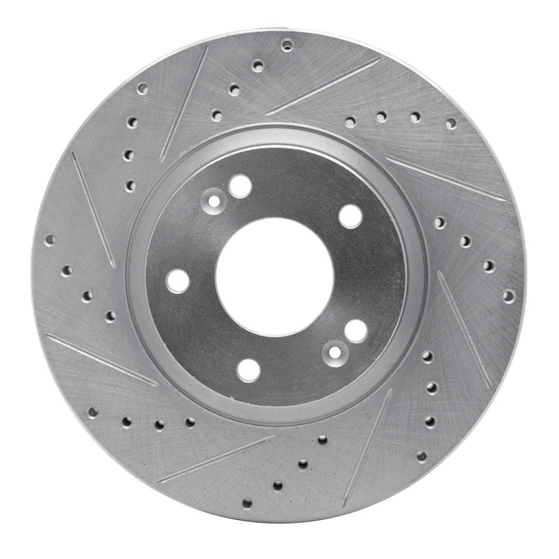 R1 10-13 Hyundai SANTA FE Front Left Drilled & Slotted Silver Brake Rotor-Brake Rotors - Slot & Drilled-Grocery Getter Performance
