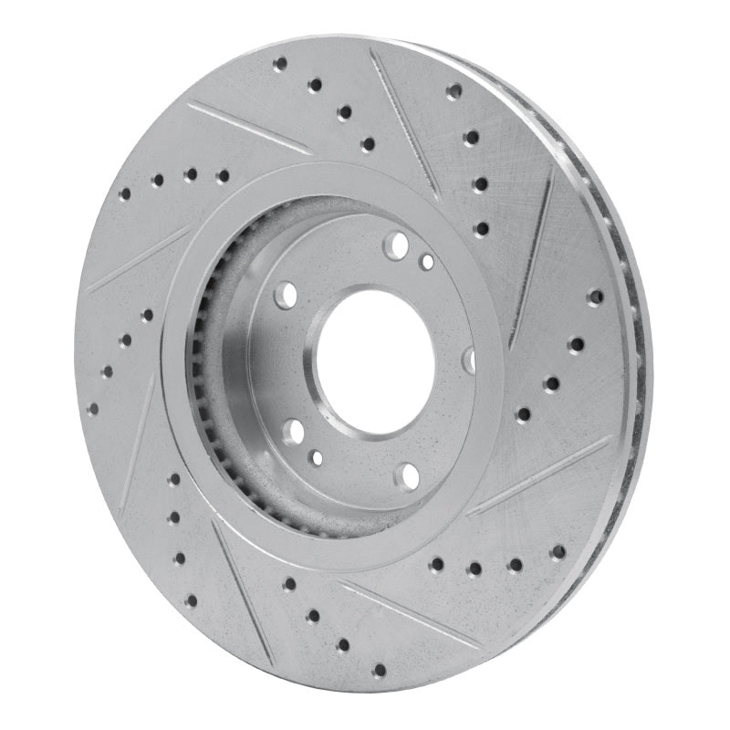 R1 10-13 Hyundai SANTA FE Front Left Drilled & Slotted Silver Brake Rotor-Brake Rotors - Slot & Drilled-Grocery Getter Performance