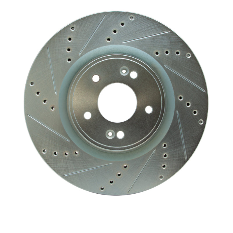 R1 10-16 Hyundai Genesis Coupe Front Left Drilled & Slotted Silver Brake Rotor-Brake Rotors - Slot & Drilled-Grocery Getter Performance