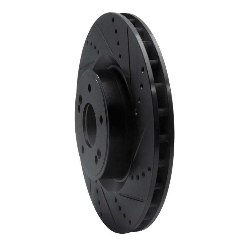 R1 10-16 Hyundai Genesis Coupe Front Right Drilled & Slotted Black Brake Rotor-Brake Rotors - Slot & Drilled-Grocery Getter Performance