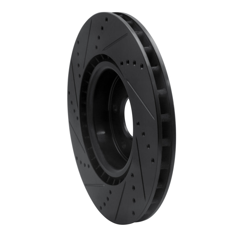 R1 10-16 Hyundai Genesis Coupe Front Right Drilled & Slotted Black Brake Rotor-Brake Rotors - Slot & Drilled-Grocery Getter Performance