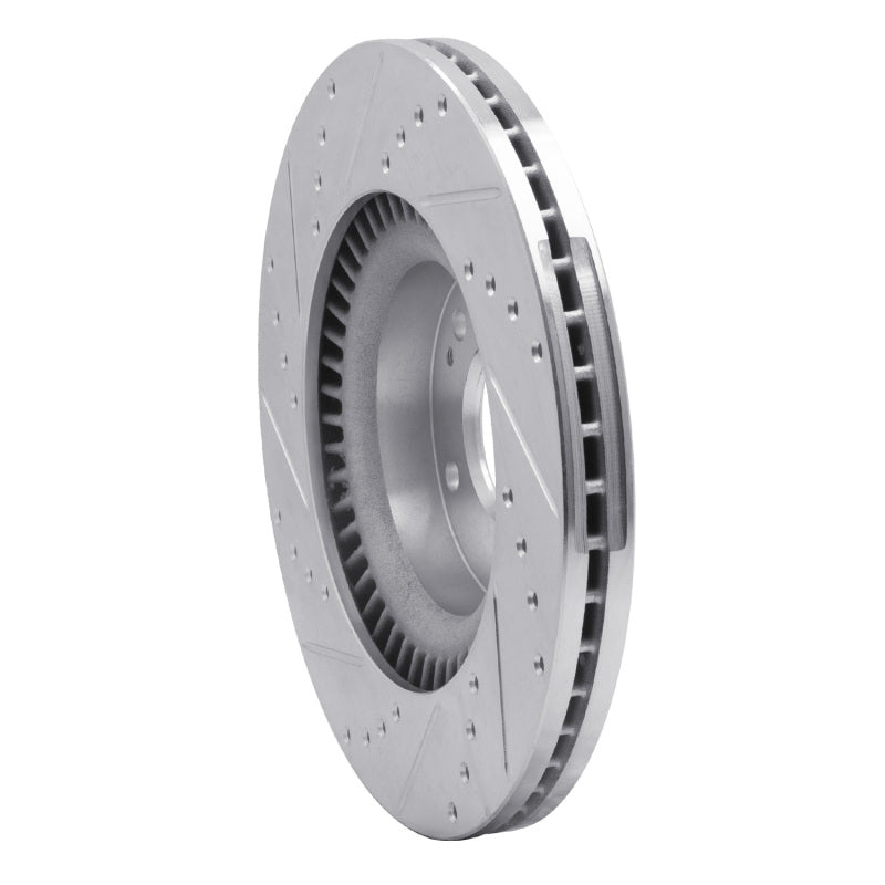 R1 10-16 Hyundai Genesis Coupe Front Right Drilled & Slotted Silver Brake Rotor-Brake Rotors - Slot & Drilled-Grocery Getter Performance