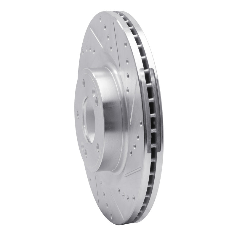 R1 10-16 Hyundai Genesis Coupe Front Right Drilled & Slotted Silver Brake Rotor-Brake Rotors - Slot & Drilled-Grocery Getter Performance