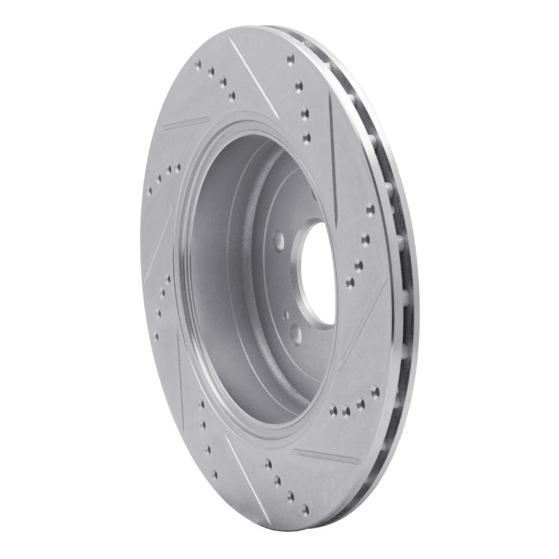 R1 10-16 Hyundai Genesis Coupe Rear Left Drilled & Slotted Silver Brake Rotor-Brake Rotors - Slot & Drilled-Grocery Getter Performance