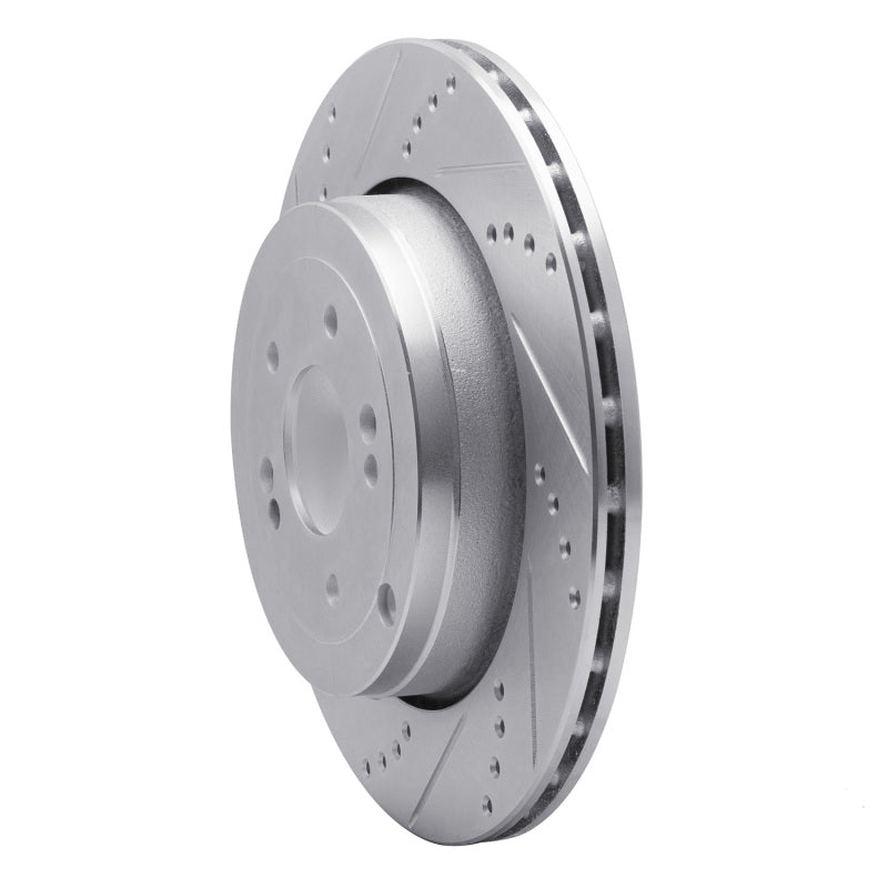 R1 10-16 Hyundai Genesis Coupe Rear Left Drilled & Slotted Silver Brake Rotor-Brake Rotors - Slot & Drilled-Grocery Getter Performance