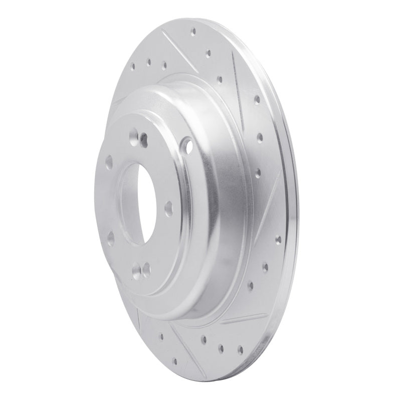 R1 10-16 Hyundai Genesis Coupe Rear Right Drilled & Slotted Silver Brake Rotor-Brake Rotors - Slot & Drilled-Grocery Getter Performance