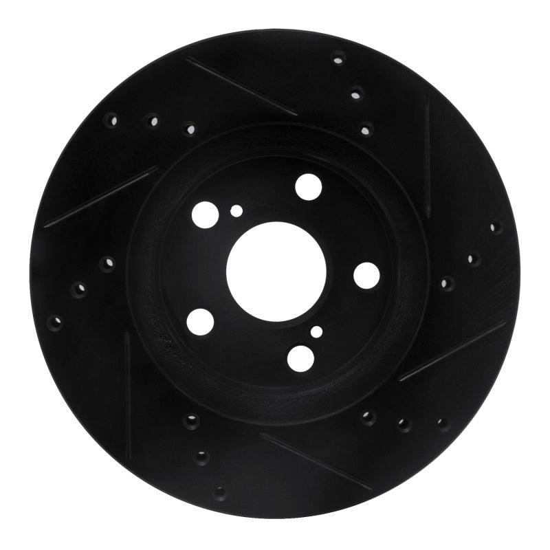 R1 10-17 Lexus CT200H Front Left Drilled & Slotted Black Brake Rotor-Brake Rotors - Slot & Drilled-Grocery Getter Performance