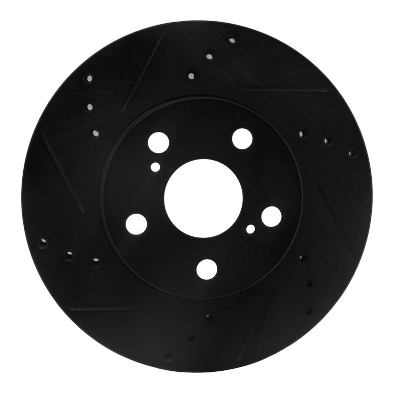R1 10-17 Lexus CT200H Front Left Drilled & Slotted Black Brake Rotor-Brake Rotors - Slot & Drilled-Grocery Getter Performance