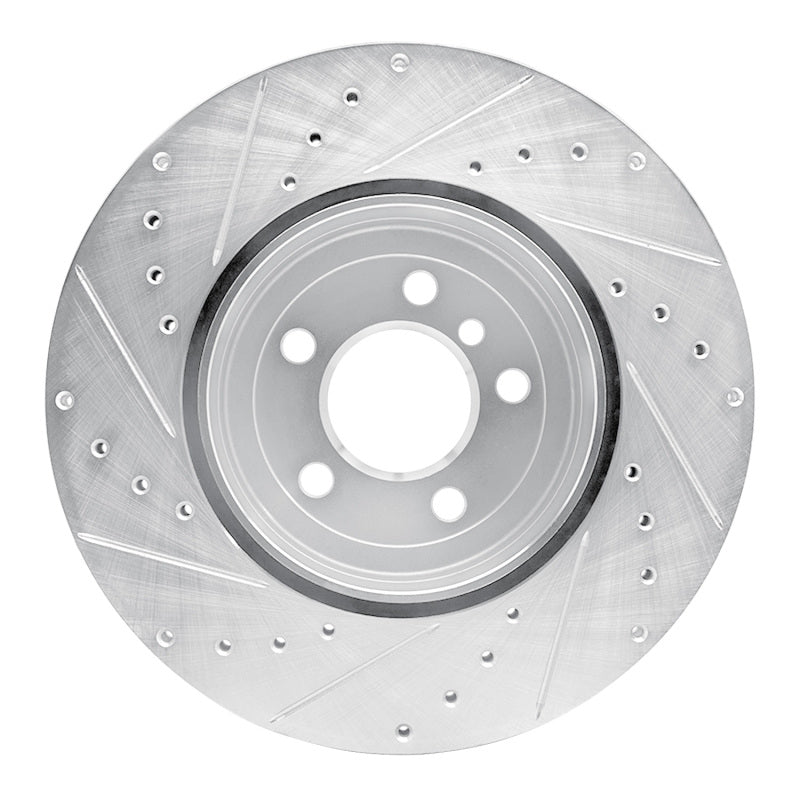 R1 10-19 BMW 550I Rear Right Drilled & Slotted Silver Brake Rotor-Brake Rotors - Slot & Drilled-Grocery Getter Performance
