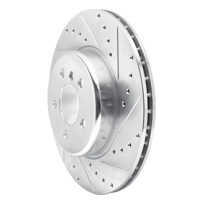 R1 10-19 BMW 550I Rear Right Drilled & Slotted Silver Brake Rotor-Brake Rotors - Slot & Drilled-Grocery Getter Performance