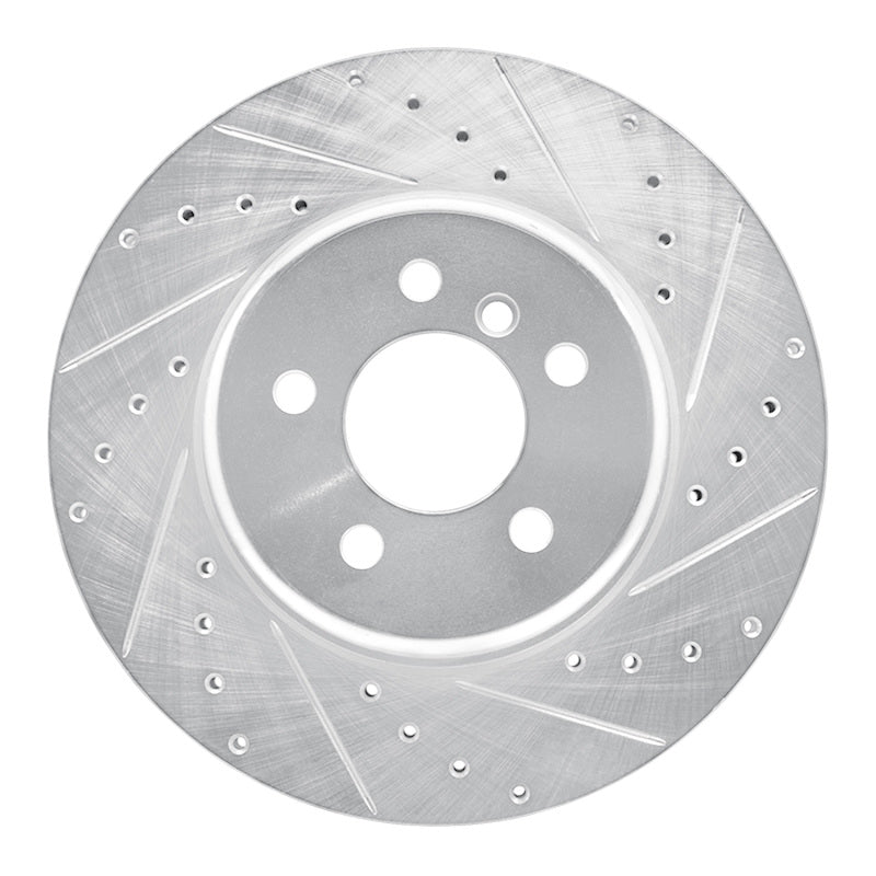R1 10-19 BMW 550I Rear Right Drilled & Slotted Silver Brake Rotor-Brake Rotors - Slot & Drilled-Grocery Getter Performance