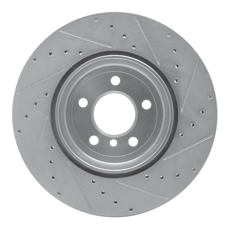 R1 10-19 BMW 640I xDrive Convertible Rear Left Drilled & Slotted Silver Brake Rotor-Brake Rotors - Slot & Drilled-Grocery Getter Performance
