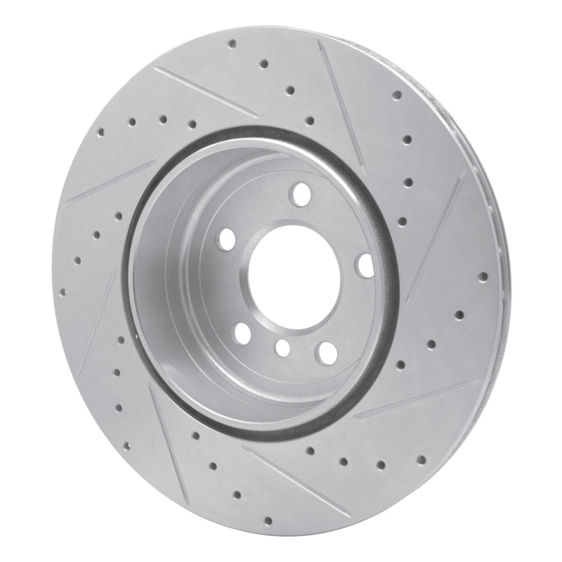 R1 10-19 BMW 640I xDrive Convertible Rear Left Drilled & Slotted Silver Brake Rotor-Brake Rotors - Slot & Drilled-Grocery Getter Performance
