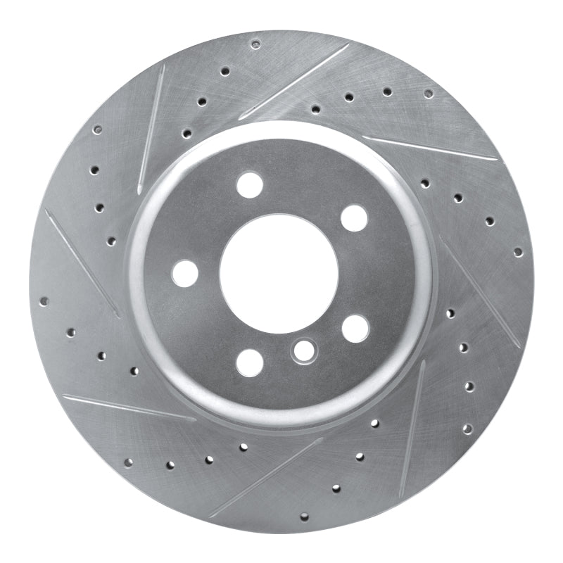 R1 10-19 BMW 640I xDrive Convertible Rear Left Drilled & Slotted Silver Brake Rotor-Brake Rotors - Slot & Drilled-Grocery Getter Performance