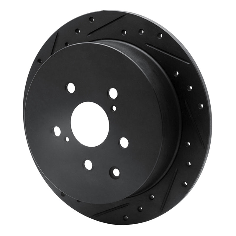 R1 10-20 Lexus RX450h Rear Left Drilled & Slotted Black Brake Rotor-Brake Rotors - Slot & Drilled-Grocery Getter Performance