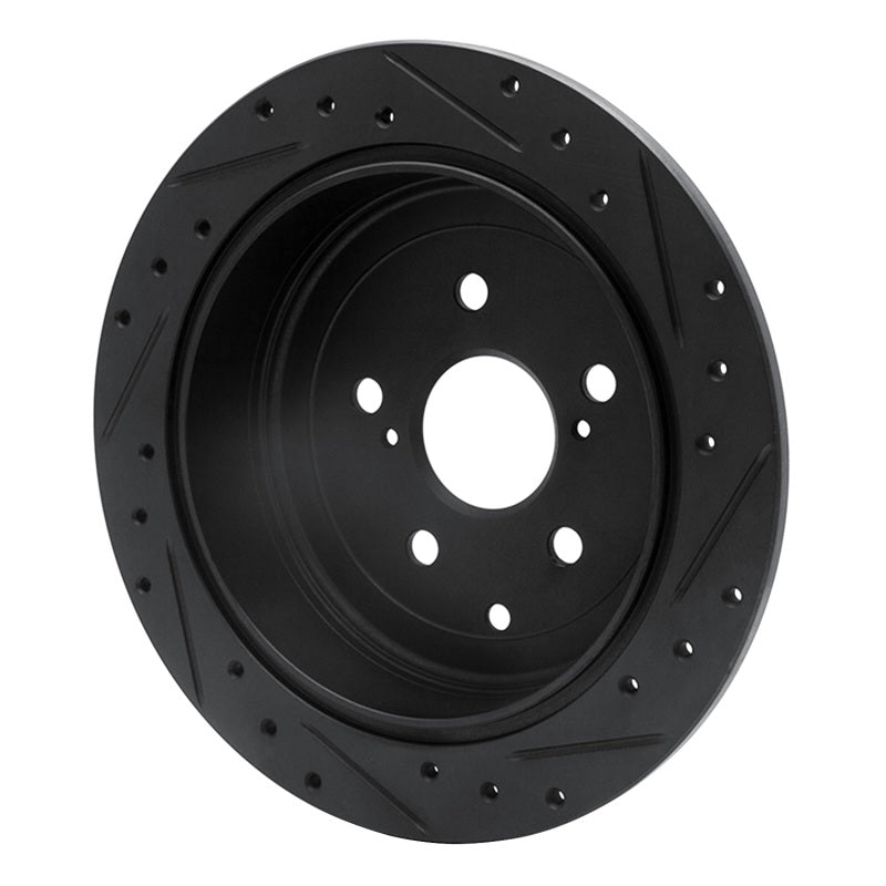 R1 10-20 Lexus RX450h Rear Left Drilled & Slotted Black Brake Rotor-Brake Rotors - Slot & Drilled-Grocery Getter Performance